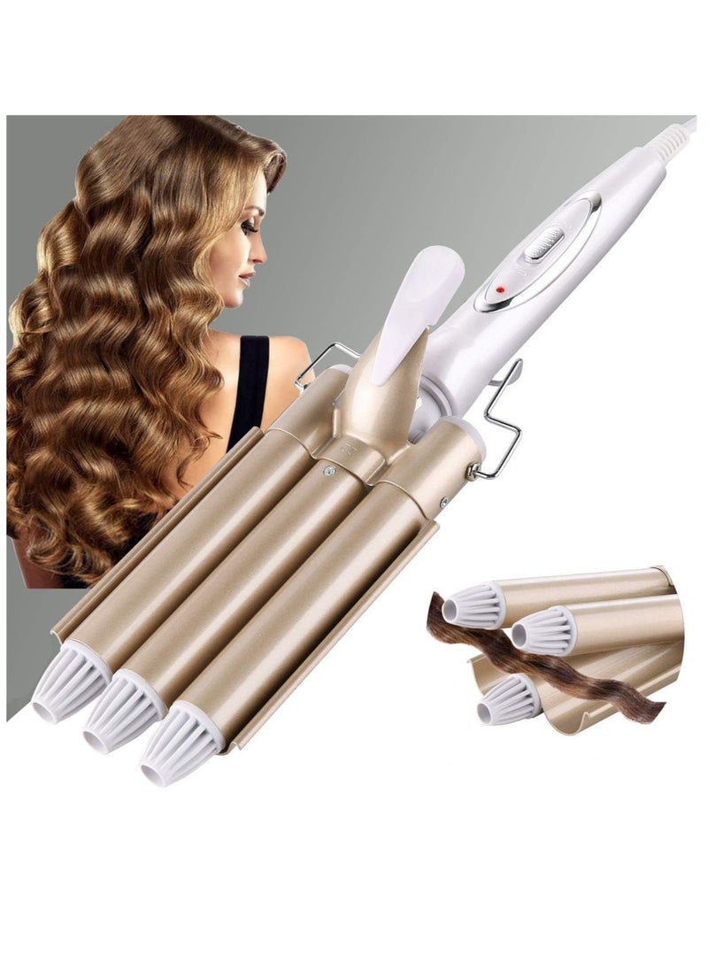 ELTRAZONE Three Barrel Curling Iron Wand Hair culer hair wave hair iron Ceramic Tourmaline Triple Barrels, Dual Voltage Crimp  - Image 1
