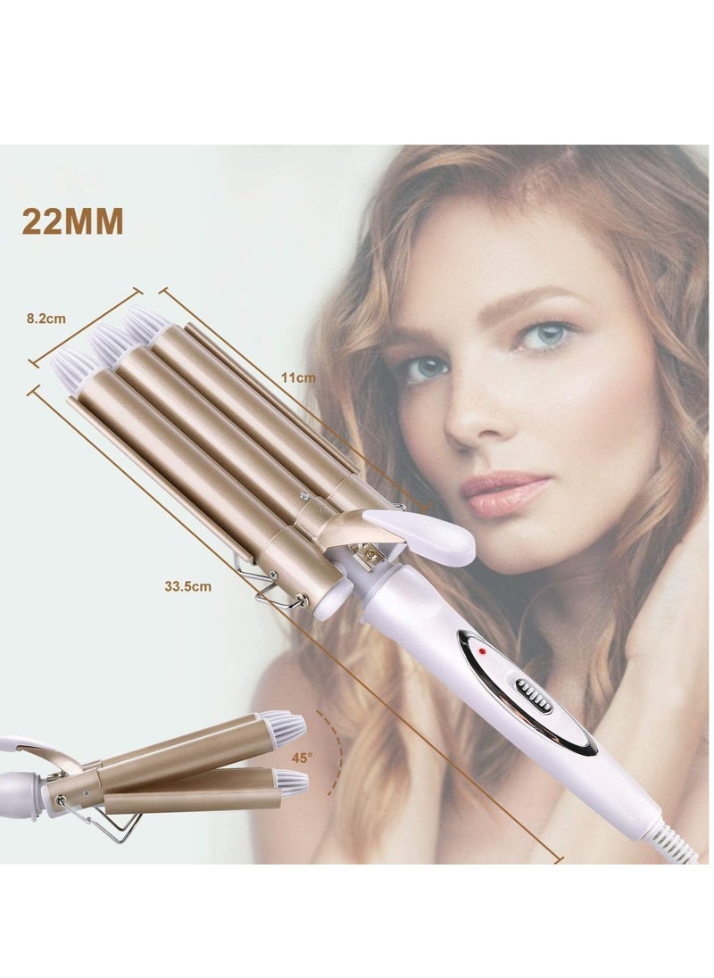ELTRAZONE Three Barrel Curling Iron Wand Hair culer hair wave hair iron Ceramic Tourmaline Triple Barrels, Dual Voltage Crimp  - Image 3