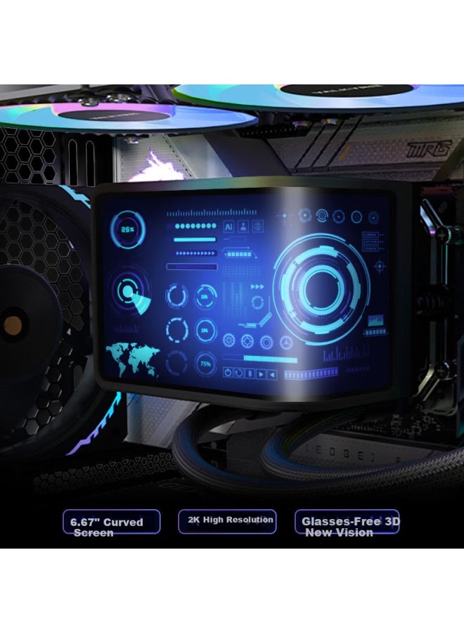 Valkyrie N360 Black Vk All-in-one Cpu Liquid Cooler 6.67-inch Amoled Curved Screen Supports Am5/1700/1851 Dual Ball Bearing Argb Fans - Image 2