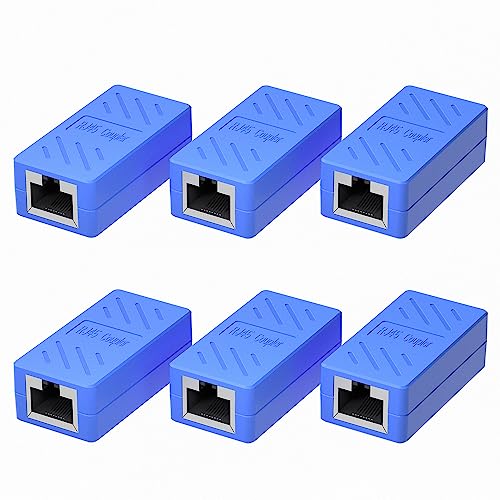 Dingsun RJ45 Coupler, Ethernet Extender Female to Female Ethernet Coupler for Cat7/ Cat6/ Cat5/ Cat5e(6Pack, Blue) - Image 1