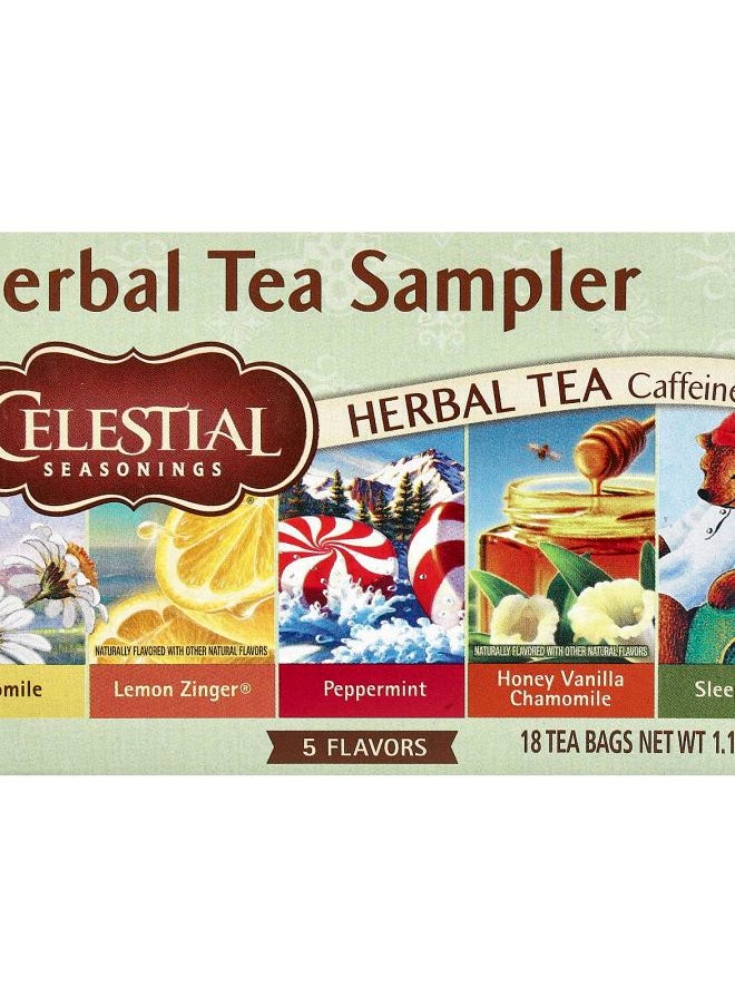 CELESTIAL SEASONINGS Herbal Tea Sampler Caffeine Free 5 Flavors 18 Tea Bags 1.1 oz (31 g) 