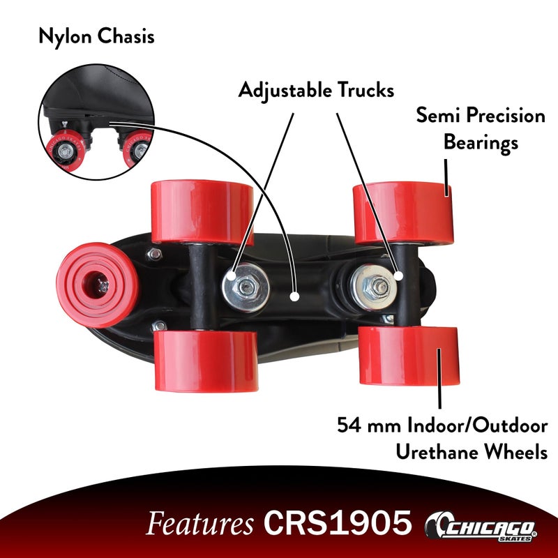 Chicago Skates CHICAGO Boys Rink Roller Skate - Black Youth Quad Skates - Size J10 - Image 3