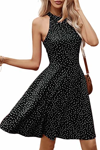OUGES Women's Summer Dresses Floral Halter Neck Casual Sundress(Floral-39,S) - Image 3