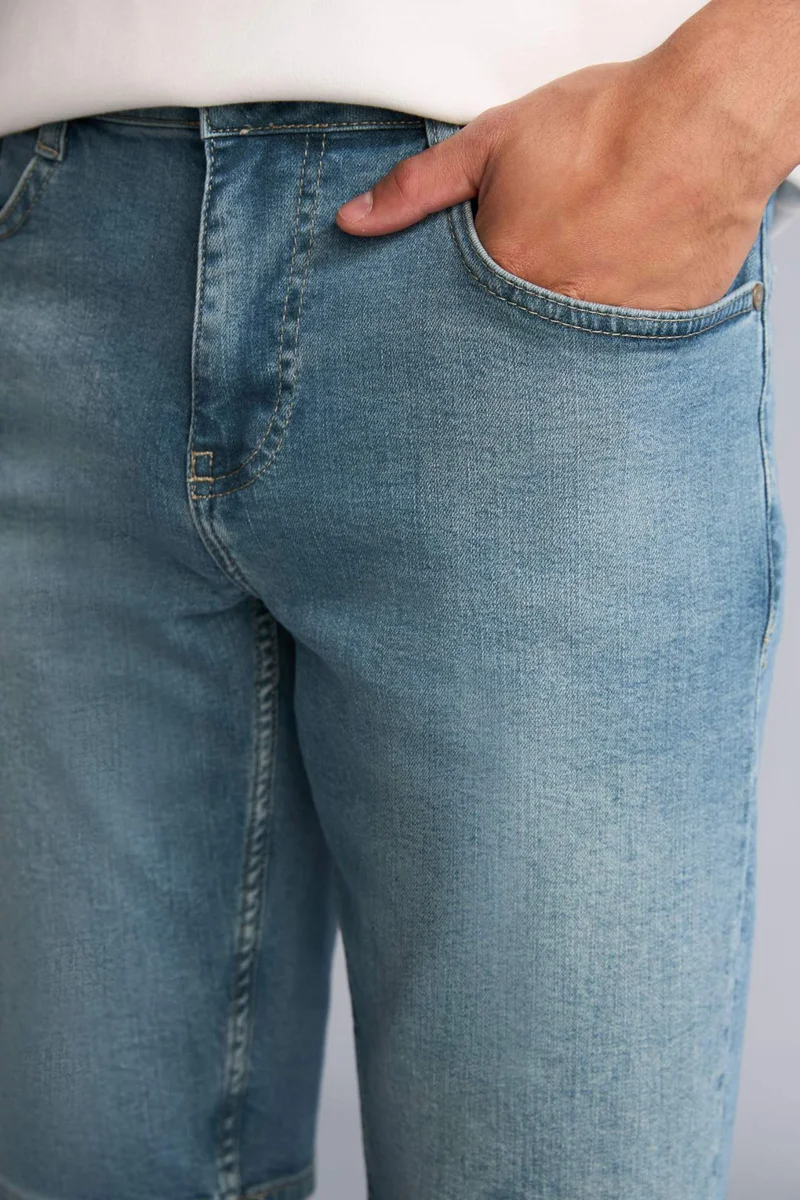 Defacto  Slim Fit Denim Bermuda Shorts for Men | Best Price UAE