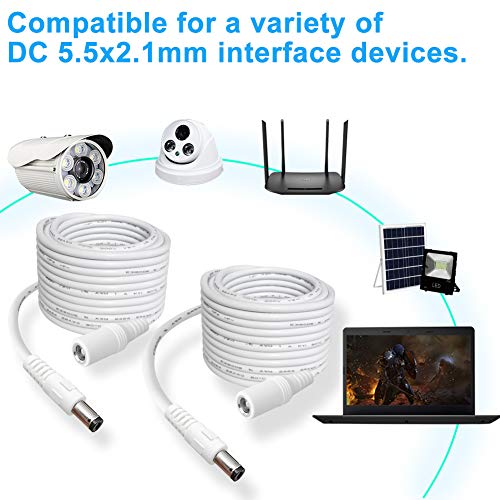 SIOCEN 2-Pack 10FT DC Power Extension Cable,5.5mm x 2.1mm Extension Cord,12v Extension Cord for Security Camera CCTV IP,Router,LED Strip,5V 9V 24V 12 Volt Male to Female Plug Supply Adapter Power Cord - Image 5