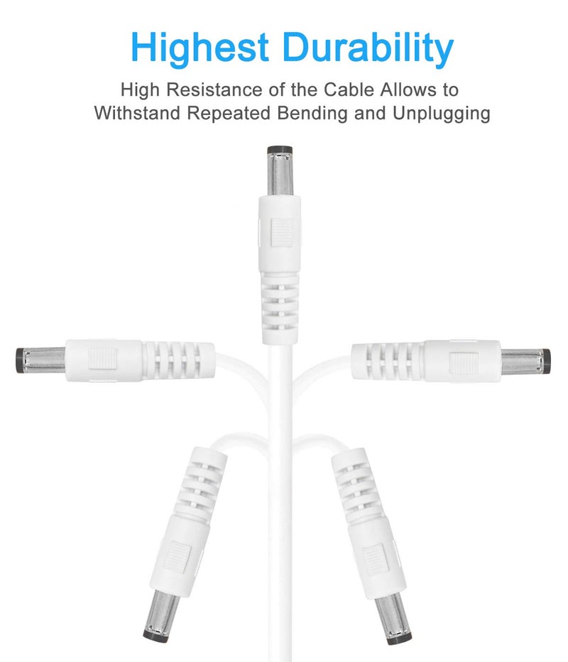 SIOCEN 2-Pack 10FT DC Power Extension Cable,5.5mm x 2.1mm Extension Cord,12v Extension Cord for Security Camera CCTV IP,Router,LED Strip,5V 9V 24V 12 Volt Male to Female Plug Supply Adapter Power Cord - Image 3