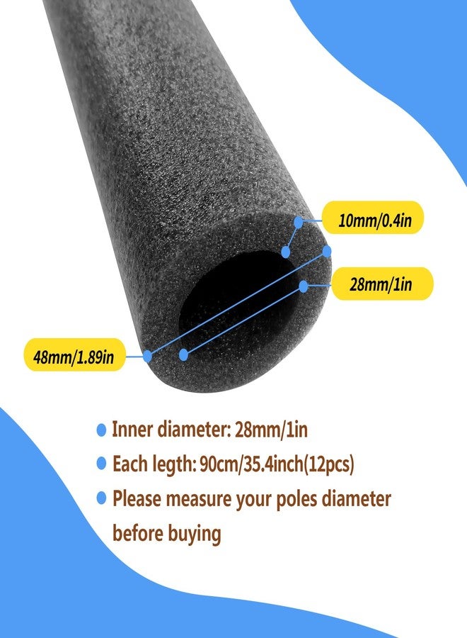 MSSVIGING 1" Trampoline Pole Foam Covers, Trampoline Pole Foam Padding Replacement, 35.4'' Length Each Enclosure Sleeve, Black, 12 Pcs - Image 2