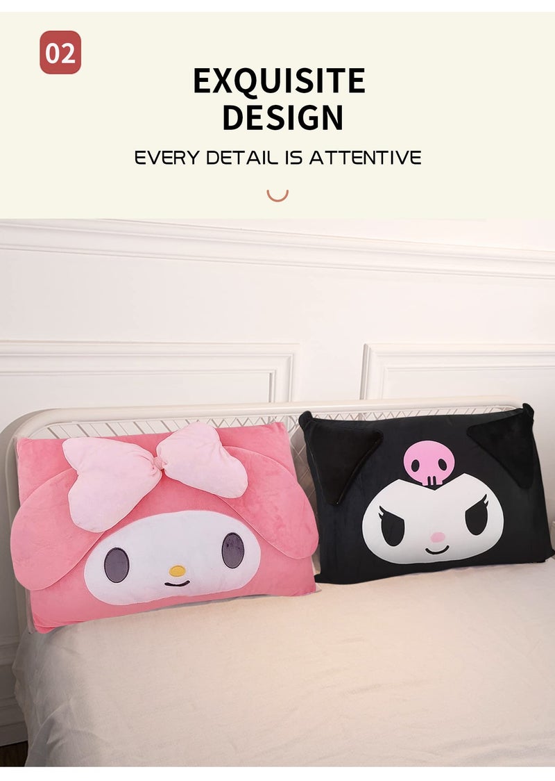 Shuyun Cartoon Cute Pillowcase Anime Double Sided Plush Pillowslip Girl Bedroom Decoration Kawaii Cotton Pillowcase + Cute Hairpin (Black) - Image 3