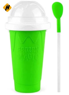 Slushy Maker Silicone Cup Quick Frozen Smoothies Slushy Ice Cream Maker Smoothie Pinch Ice Cup (Green)
