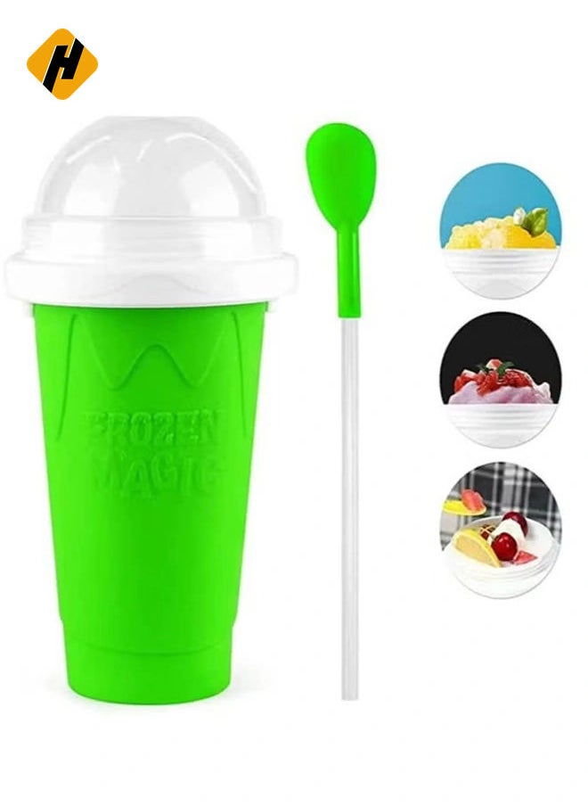 HuHa - Slushy Maker Silicone Cup Quick Frozen Smoothies Slushy Ice Cream Maker Smoothie Pinch Ice Cup (Green) - Image 1