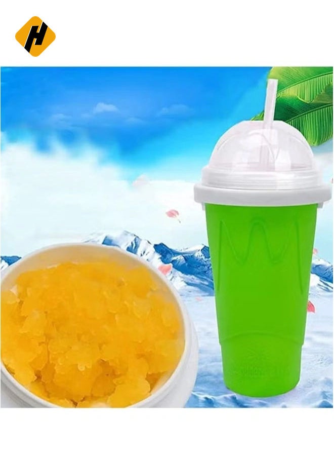 HuHa - Slushy Maker Silicone Cup Quick Frozen Smoothies Slushy Ice Cream Maker Smoothie Pinch Ice Cup (Green) - Image 1
