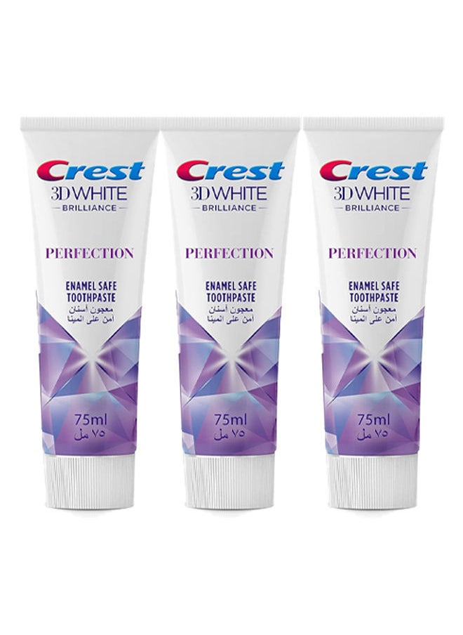 Crest 3D White Brilliance Advance Whitening Toothpaste - Perfection 75ml Pack of 3  - Image 1