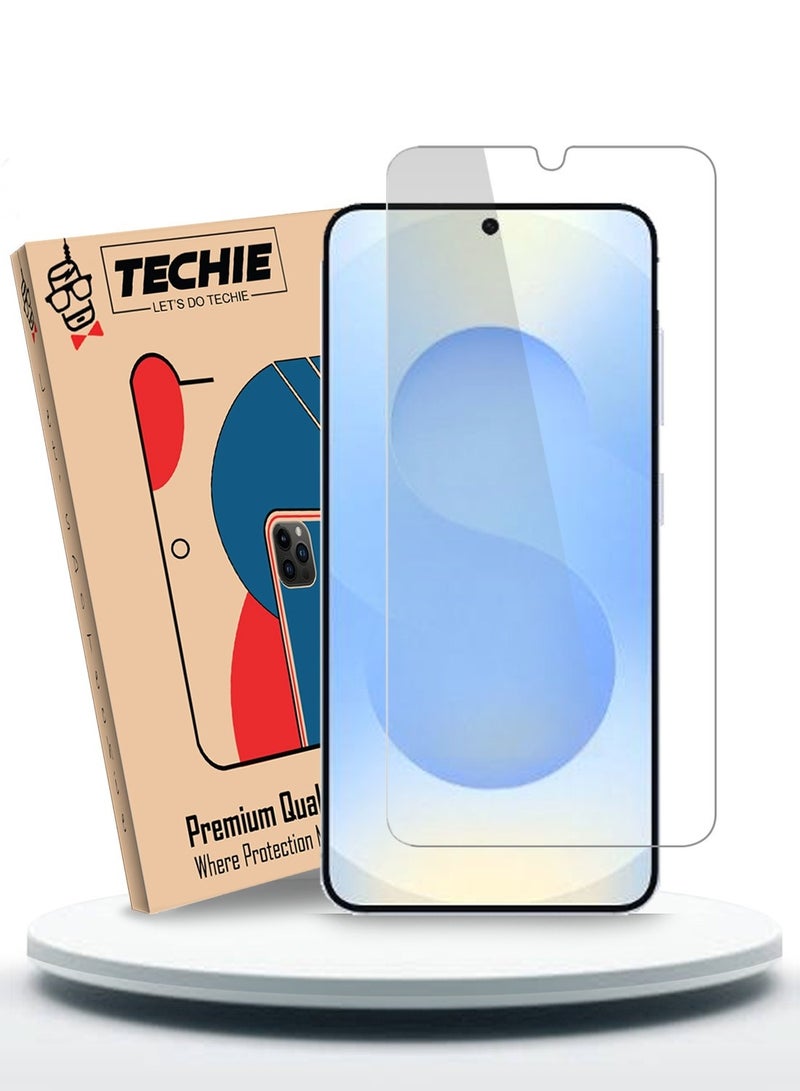 Techie HD Tempered Glass Screen Protector for Samsung Galaxy S25 Plus 2025 - Anti Reflection Anti Bubbles 9H Hardness 0.33 mm Rounded Edges Easy Installation  - Image 1