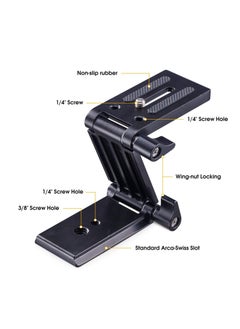 SYOSI Universal Flex Tilt Head Z Mount Bracket, Tripod Head Quick Release Plate Mounting for Monopod Slider Rail Cage Rig Stabilizer Gimbal for DSLR Camera for Canon, for Nikon, for Sony, for Panasonic  - Image 2