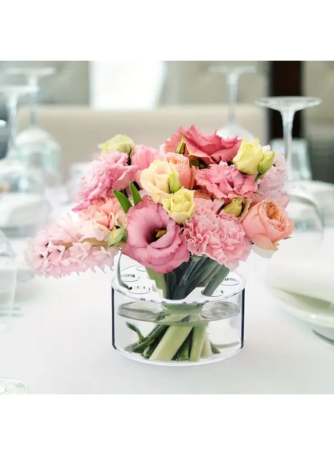 4pcs Acrylic Vases Round Floral Arrangement Supplies With Holes Transparent Vase For Home Dining Table Wedding And Birthday Party Decorations - Image 1