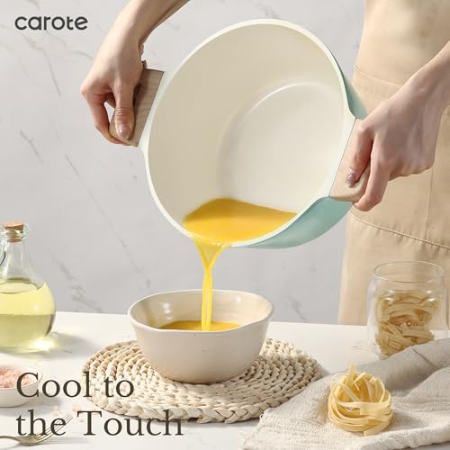 CAROTE 21-Piece Ceramic Pots and Pans Cookware Set, Non Stick Induction Cook Ware Kitchen Cooking Set Non-Toxic Health, PFAS Free - Image 5