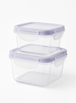 2-piece square plastic refrigerator container set, various sizes