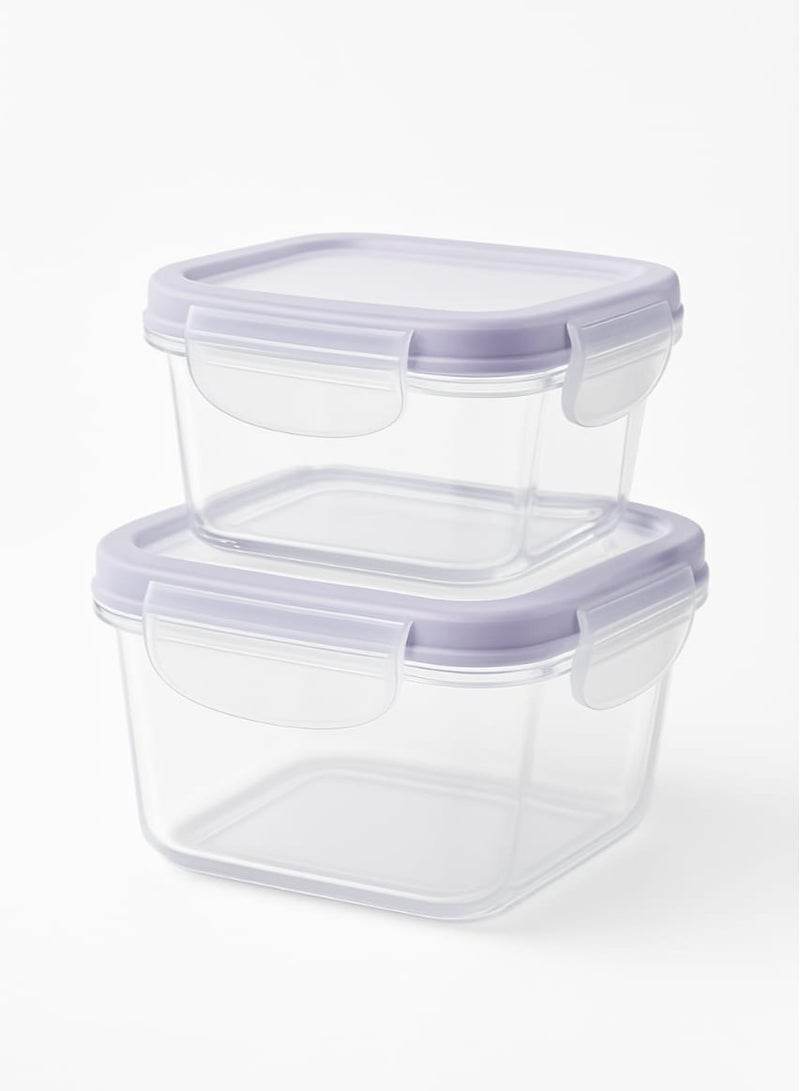 favilla 2-piece square plastic refrigerator container set, various sizes - Image 1