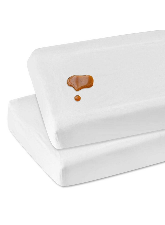 Coldwind Changing Pad Cover Waterproof, Changing Table Cover Organic Cotton 2 Pack Diaper Changing Pad Cover, Jersey Knit Super Soft & Stretchy Baby Cradle Sheets Covers, 32" x 16" x 4", White - Image 1