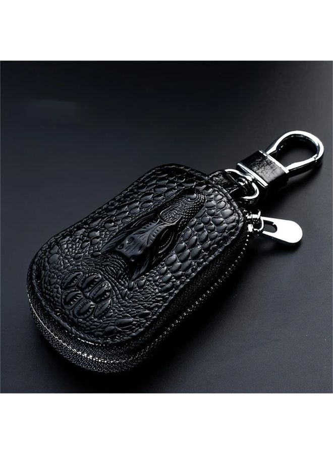 Brown Leather Men Key Holder Zipper Waist Bag For Car Keys - Image 5