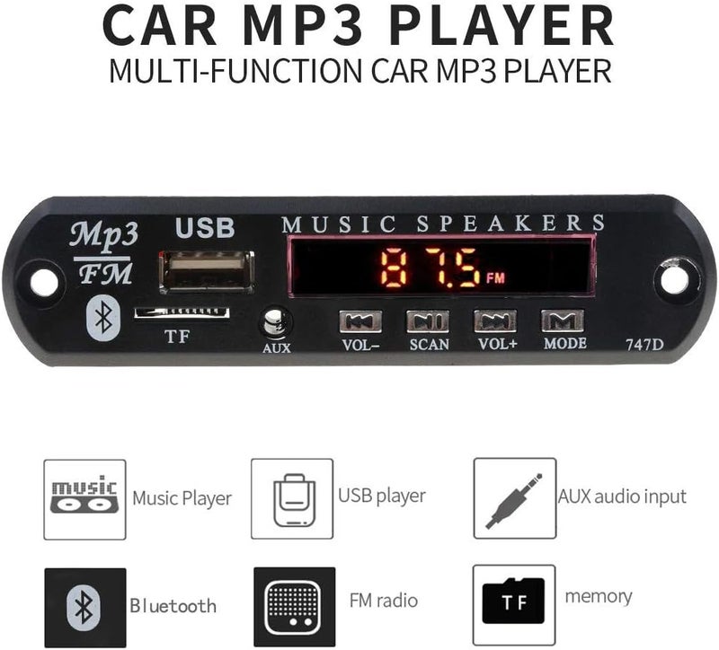 MP3 Decoder Board Bluetooth USB & Audio Amplifier Board Module PAM8403-2 Channel, 8W, 5V/12V, IR Remote, Wireless, LED Display, FM Radio - Image 2