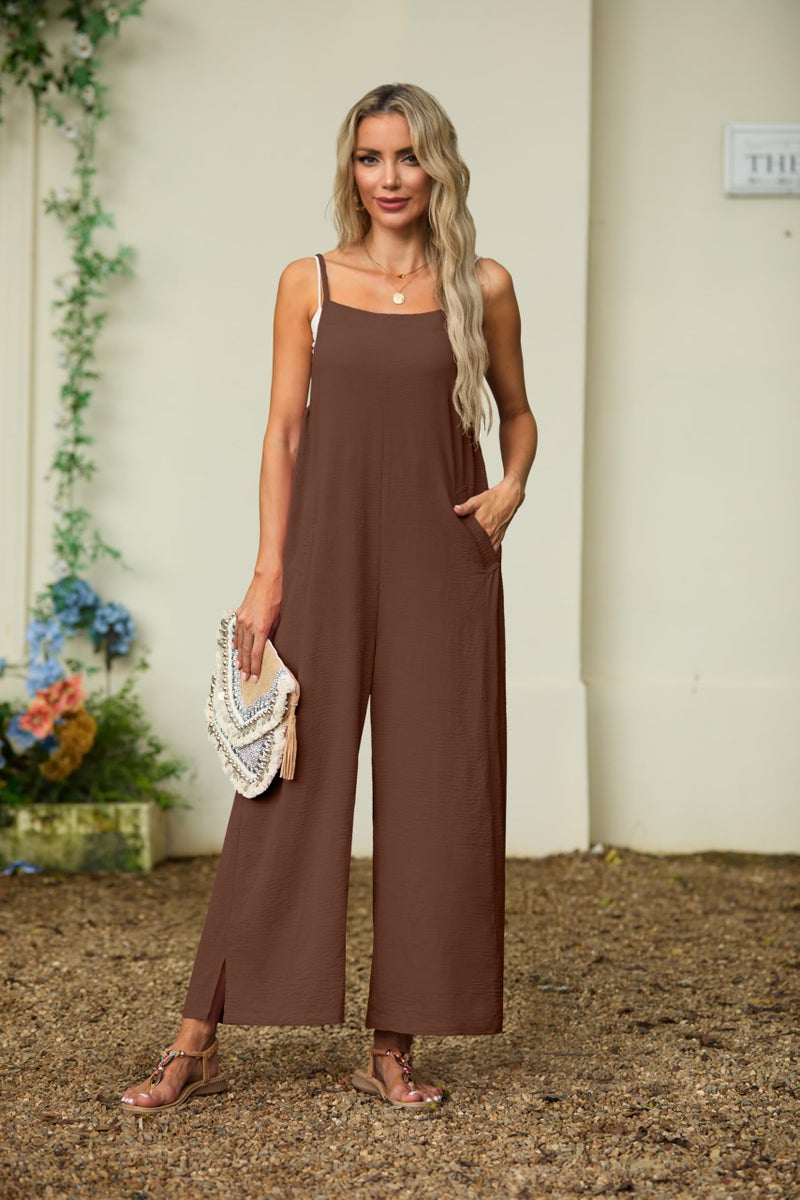 Lepunuo Womens Jumpsuits Casual Overalls Women Boho Rompers for Curvy Women Summer Grils Wide Leg Jumpsuit with Pockets - Image 3