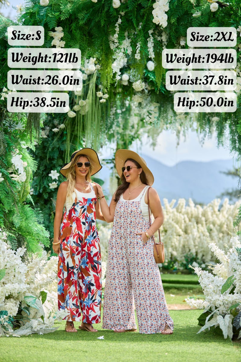 Lepunuo Womens Jumpsuits Casual Overalls Women Boho Rompers for Curvy Women Summer Grils Wide Leg Jumpsuit with Pockets - Image 5