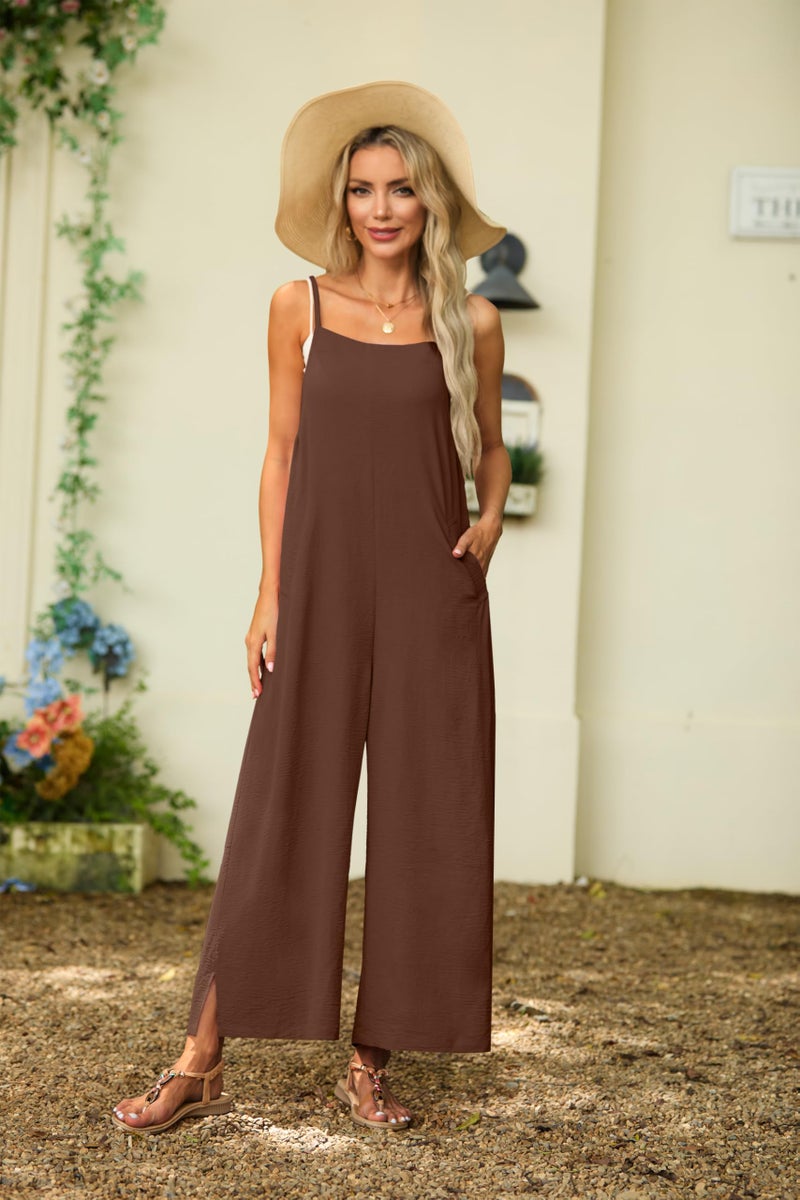 Lepunuo Womens Jumpsuits Casual Overalls Women Boho Rompers for Curvy Women Summer Grils Wide Leg Jumpsuit with Pockets - Image 4