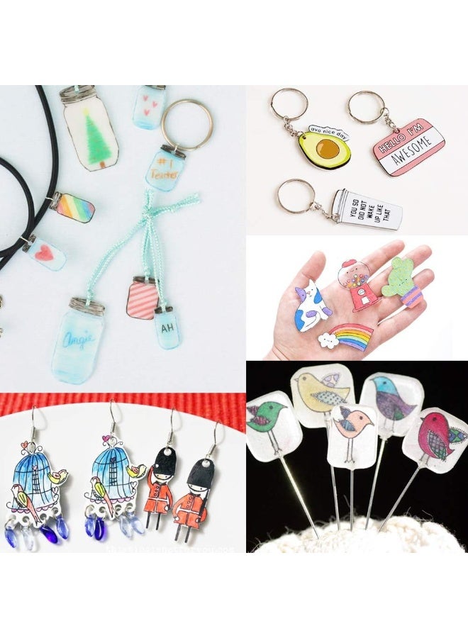 Benvo 157 Pcs Heat Shrink Plastic Sheet Kit Shrinky Art Film Paper 20 Pcs with 135 Pcs Keychains Accessory Ear Hooks Chain Beads Lobster Clasps and Hole Punch, Tweezer for Creative DIY Handmade Craft - Image 3