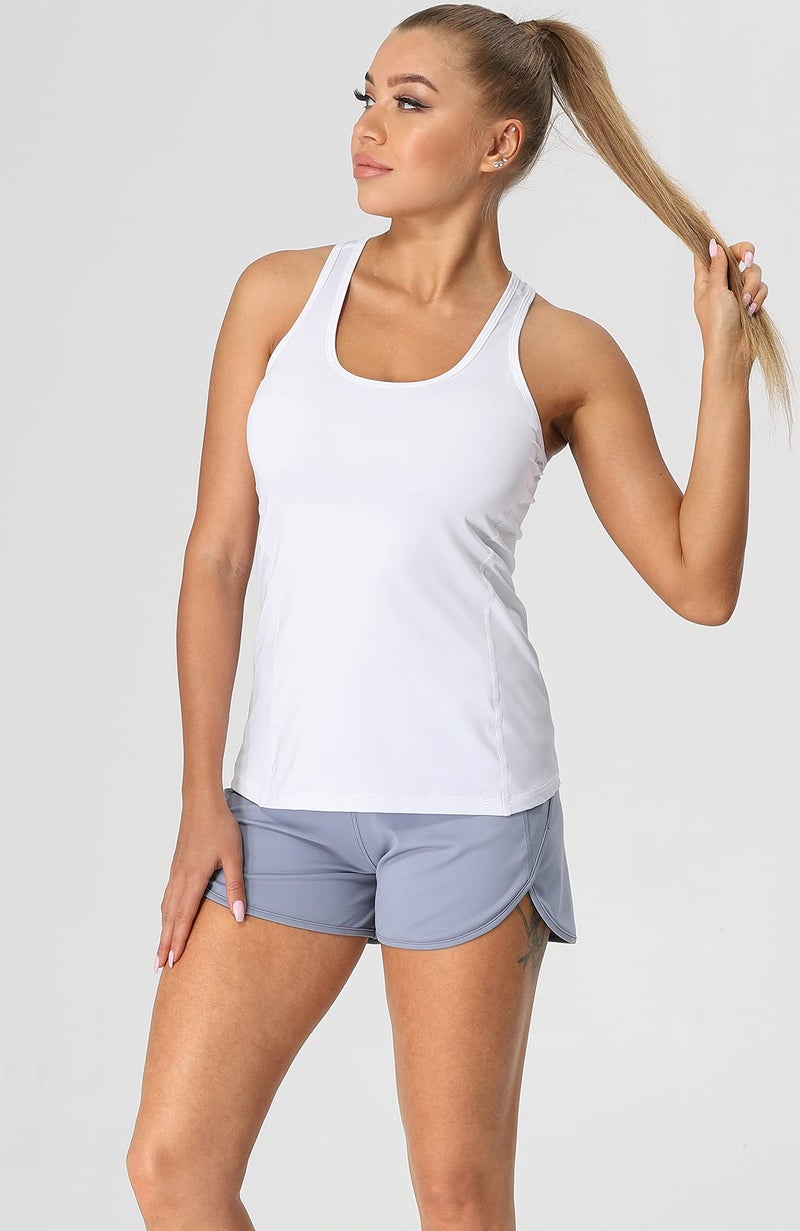 icyzone Workout Tank Tops for Women - Racerback Athletic Yoga Tops, Running Exercise Gym Shirts(Pack of 3) (Black/Gray/White, Small) - Image 3