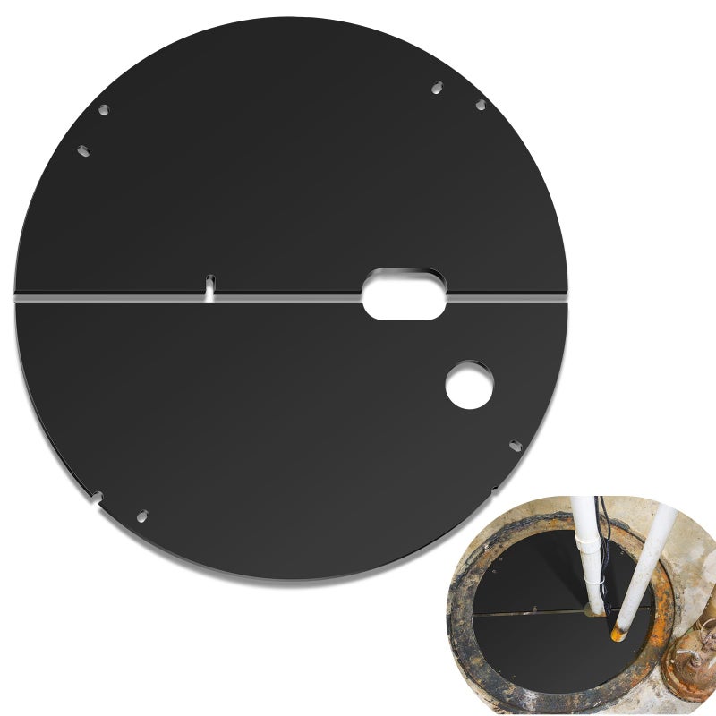 Memorywuu 205 Inch Sump Pump Cover Plastic Submersible Sump Basic Cover Black Septic Tank Lid for Water Pump Basin Bucket Outdoor Well Split - Image 2