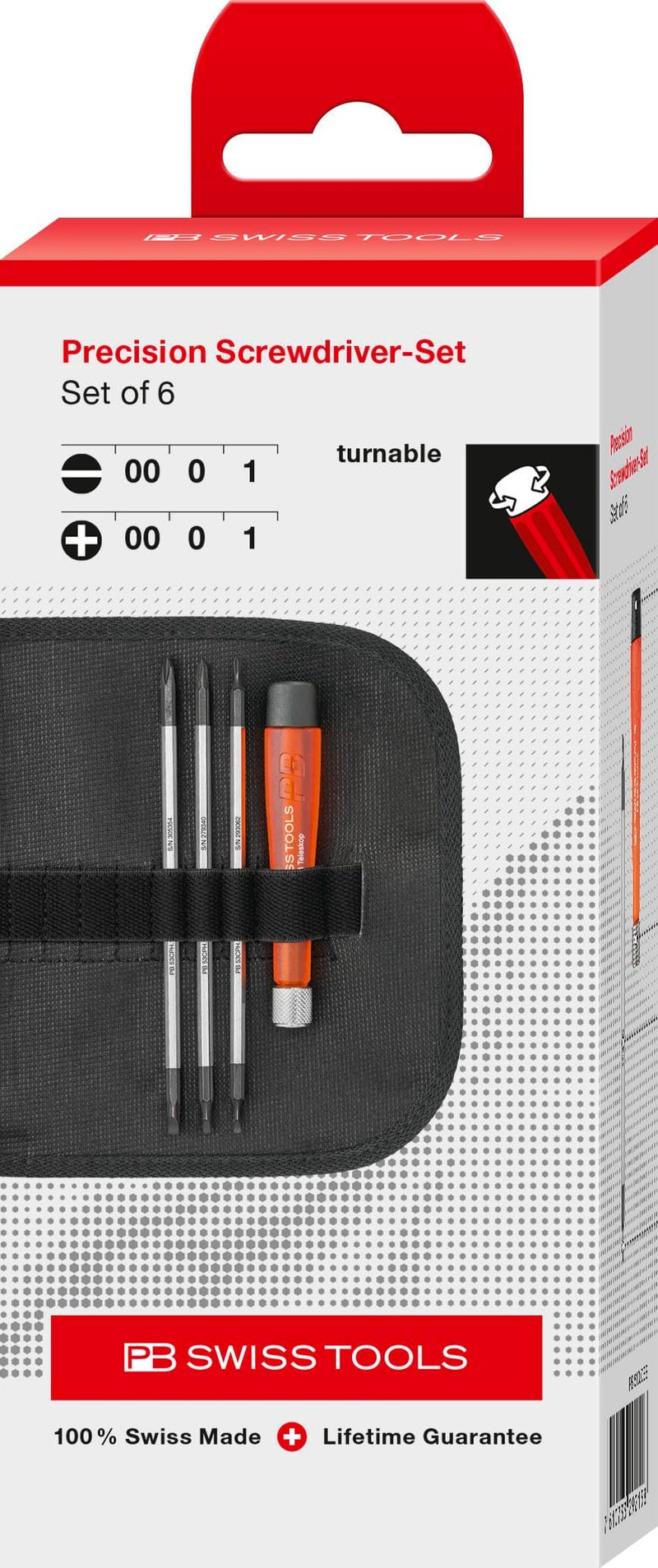 PB Swiss Tools Phillips Slotted Mini Screwdriver Set PB 510.CBB | 100% Swiss Made | 4-Piece Set with Duplex Interchangeable Blades in Leather Rollup Case - Image 2