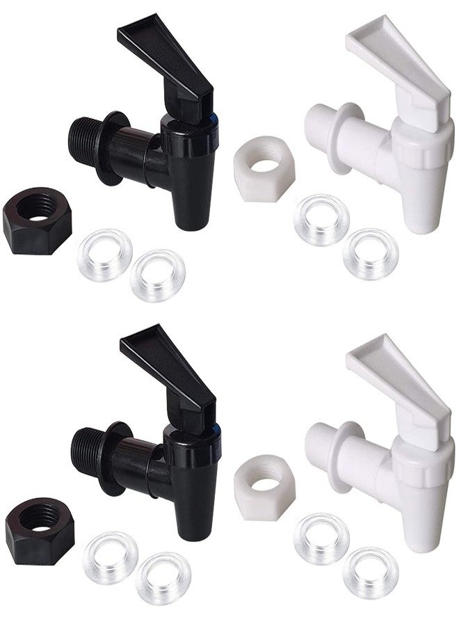 OHOH 4 Sets BPA-Free Replacement Cooler Faucet Water Bottle Jug, Reusable Spigot Spout Water Beverage Lever Pour Dispenser Valve Crock Tap(2 Black and 2 White) - Image 1