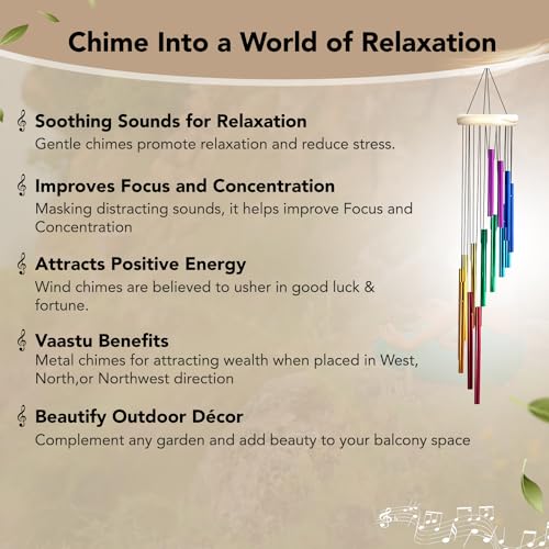 Ekhasa Nostrae by Ekhasa Positive Energy Aluminium Wind Chimes for Home, Balcony, Outdoor, Garden Decor | Bells for Vastu, Feng Shui, Serene Music Sound & Positive Vibes | Deep Tone Windchime for Gift - Image 2