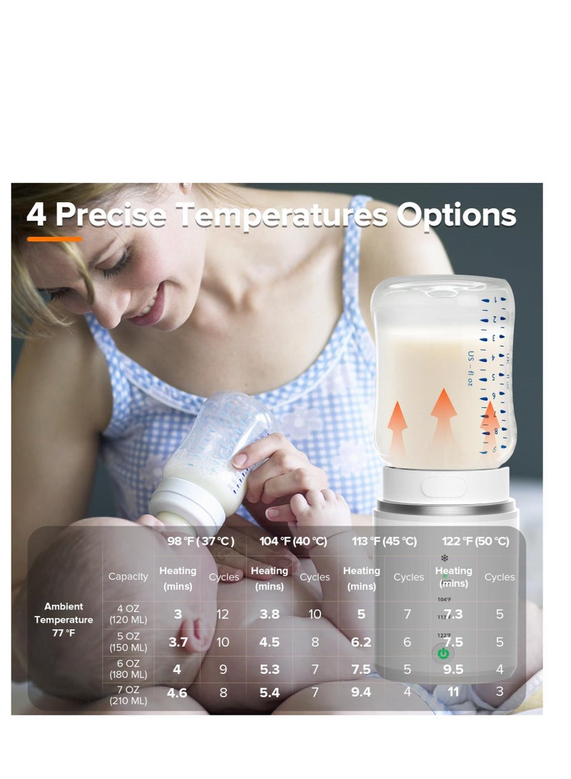 Bluejw Portable Bottle Warmer, 5Adapters, Rechargeable Warmer for Travel, 4 Accurate Temperature Adjustable & Beep Prompt, Cordless Baby Breastmilk or Formula - Image 4