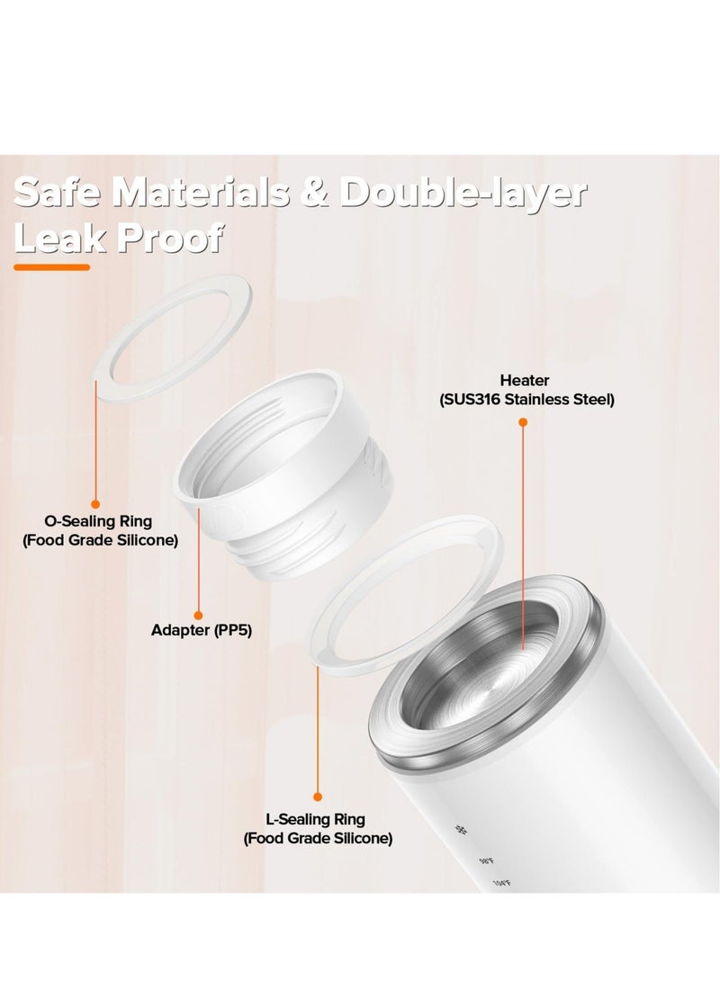 Bluejw Portable Bottle Warmer, 5Adapters, Rechargeable Warmer for Travel, 4 Accurate Temperature Adjustable & Beep Prompt, Cordless Baby Breastmilk or Formula - Image 5