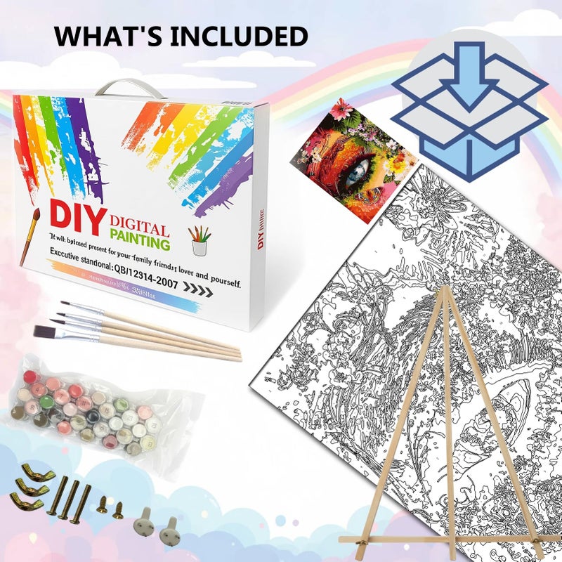 BAISITE Paint by Numbers Kit for Adults Beginners,16" Wx20 L Canvas for Painting Kits for Adults in Colorful Box-Color Eye Mother Earth 8407-Already Stretched on a Wooden Frame - Image 3