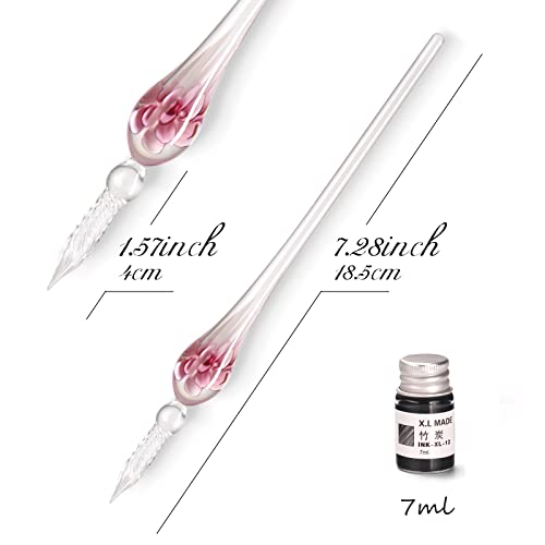 AOKUY Glass Pen Set Calligraphy Dip Pens,12 Colorful Inks,Caligraphy Sets for Art, Writing, Signature, Decoration, Gift - Image 2