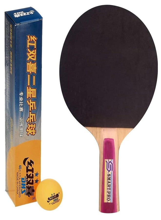 دي إتش أس كرة تنس الطاولة DHS 40 مم، نجمتان، برتقالية (علبة من 6 قطع) 24 قطعة مع مضرب تنس الطاولة الذكي الاحترافي من صن - Image 2