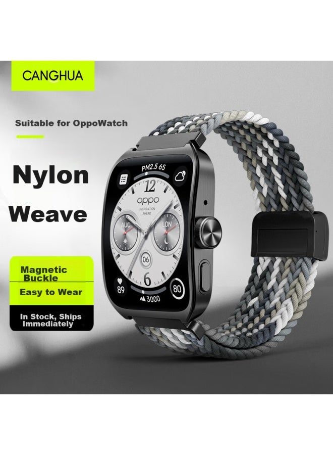 Canghua متوافق مع سوار Oppo Watch X، ساعة Oppo Watch 4 Pro/x/oneplus Watch 2 العالمي، سوار مغناطيسي من النايلون المنسوج الصديق للبشرة - Image 1