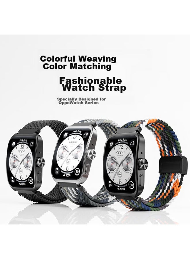 Canghua متوافق مع سوار Oppo Watch X، ساعة Oppo Watch 4 Pro/x/oneplus Watch 2 العالمي، سوار مغناطيسي من النايلون المنسوج الصديق للبشرة - Image 3