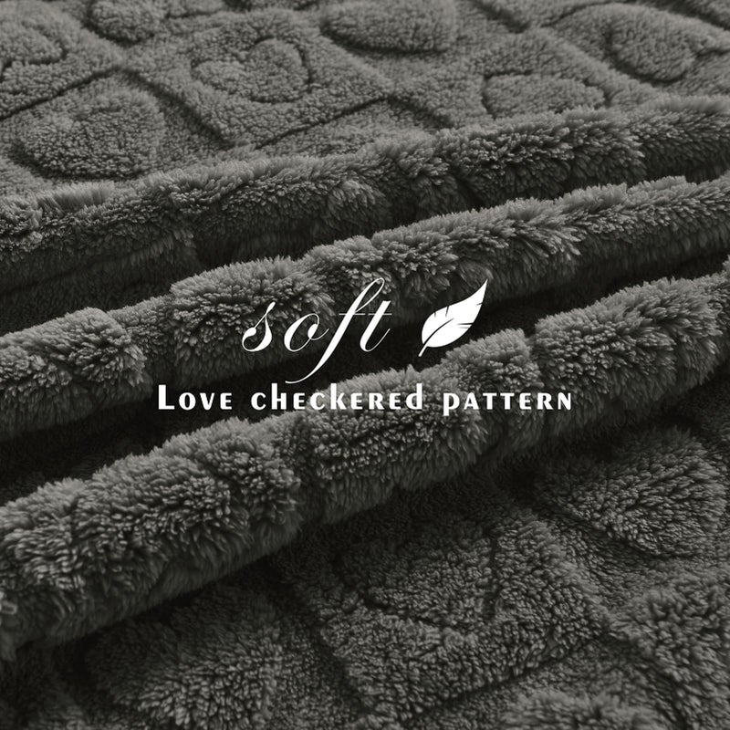 GIOKARNNA Heart Checkered Throw Blankets  for Love Mother Friends Pets 280 GSM Super Soft Warm Lightweight Fluffy Bed Blanket for Women Anniversaries(Gray 90""x90"") - Image 5