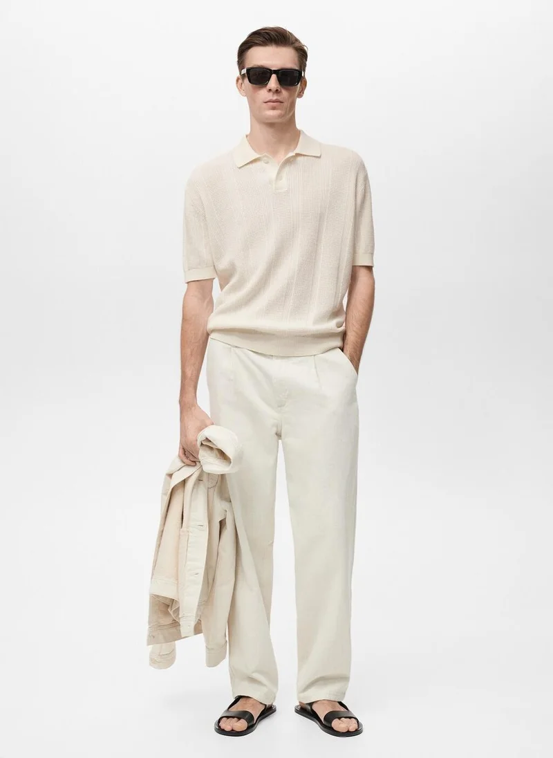 مانجو مان Striped Openwork Polo