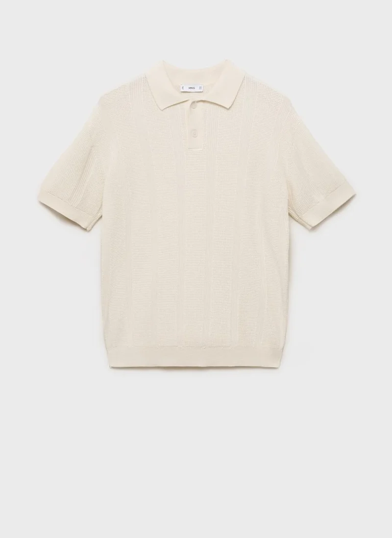 مانجو مان Striped Openwork Polo
