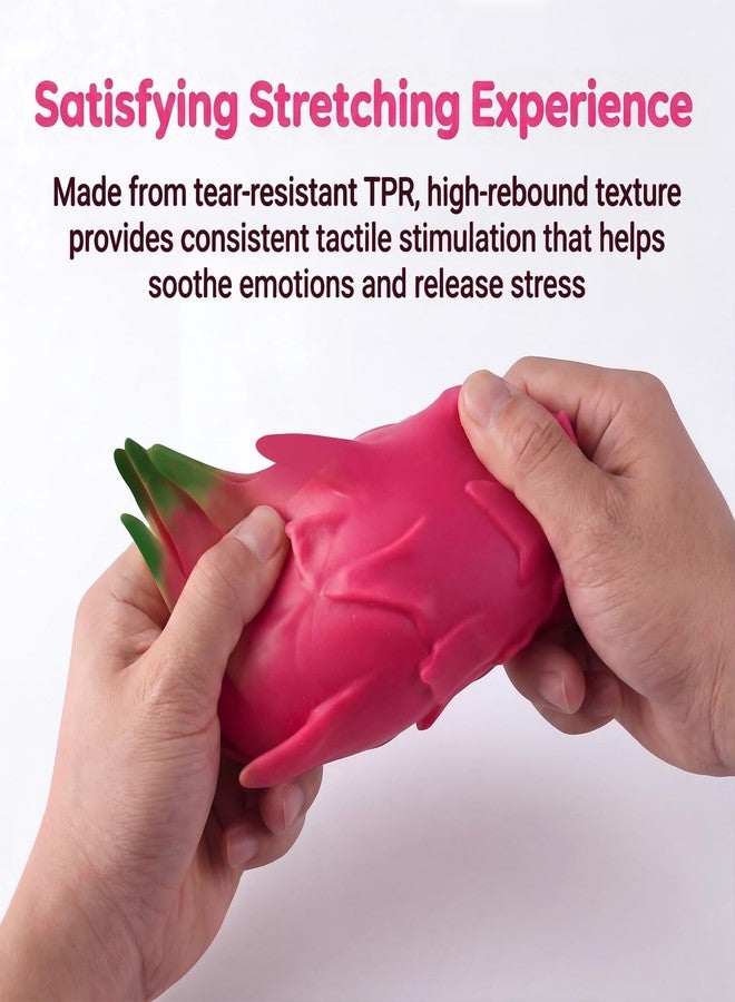 Plman 2PCS Dragon Fruit Squishy, Squishy Dragon Fruit for Anxiety & Focus, Stretchy Fruit Stress Balls Stress Relief Fidget for Adults & ADHD (Washable TPR) - Image 3