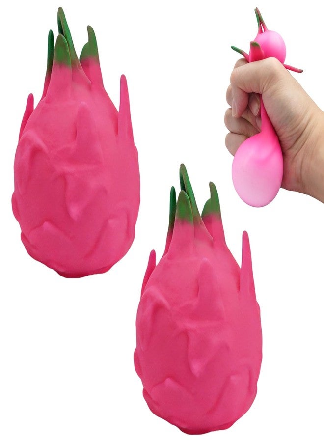 Plman 2PCS Dragon Fruit Squishy, Squishy Dragon Fruit for Anxiety & Focus, Stretchy Fruit Stress Balls Stress Relief Fidget for Adults & ADHD (Washable TPR) - Image 1