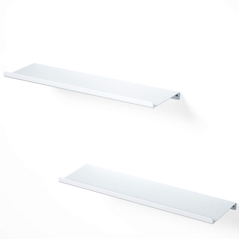 SRIWATANA White Metal Wall Shelves 2 Set Floating Shelves for Bedroom Living Room Bathroom Kitchen  Matte White
