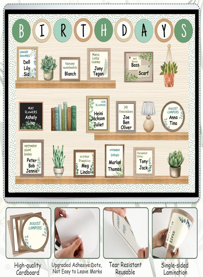VABAMNA Eucalyptus Birthday Bulletin Board Set for Classroom, Birthday Chart for Classroom Greenery Wall Decor Bookself Cutouts for Teacher Back to School Supplies Classroom Door Wall Decor - Image 5