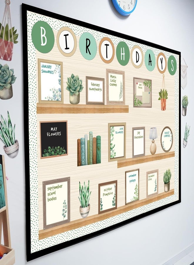 VABAMNA Eucalyptus Birthday Bulletin Board Set for Classroom, Birthday Chart for Classroom Greenery Wall Decor Bookself Cutouts for Teacher Back to School Supplies Classroom Door Wall Decor - Image 2