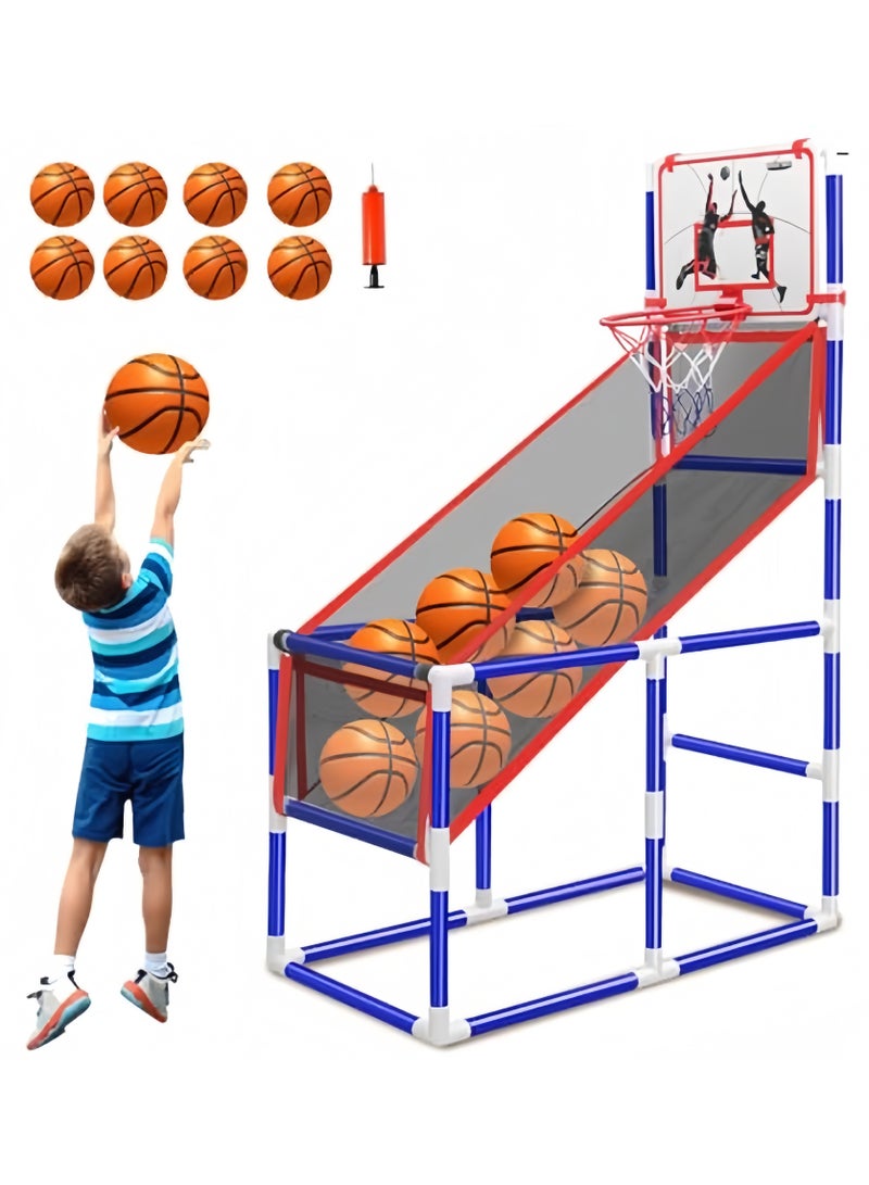 ELFSA Arcade Basketball Game Set for Kids, Ajustable Height Toddler Basketball Hoop with 8 Balls Indoor and Outdoor Sports Toys Gifts for Boys Girls Aged 3-4 5-6 7-12 Years Old (with 8 Balls) - Image 1